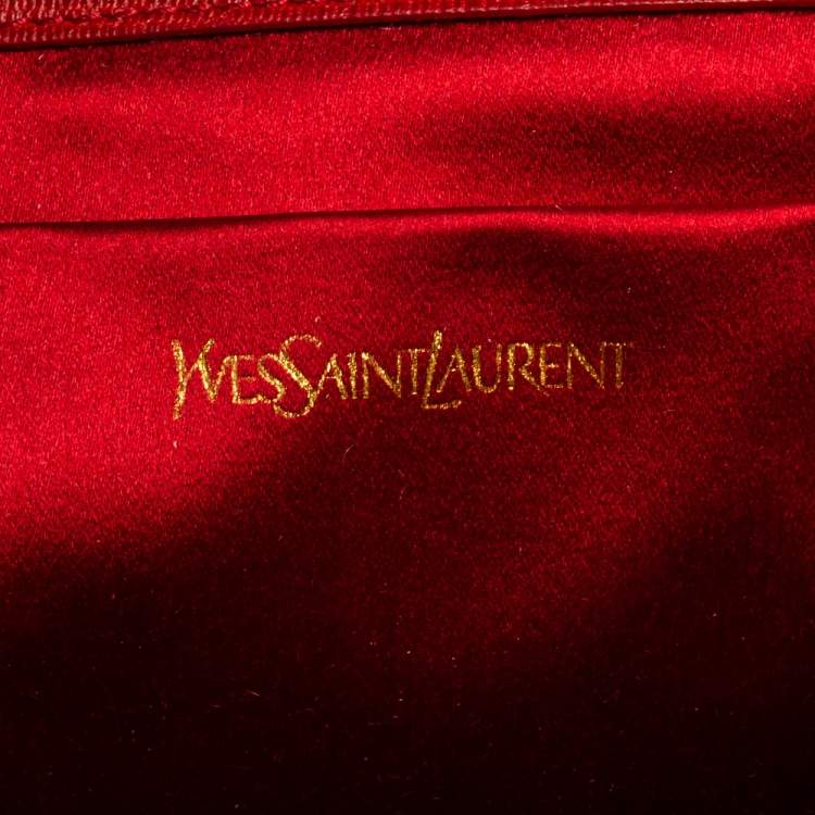Pre Owned Yves Saint Laurent Red Leather Y-Ligne Clutch