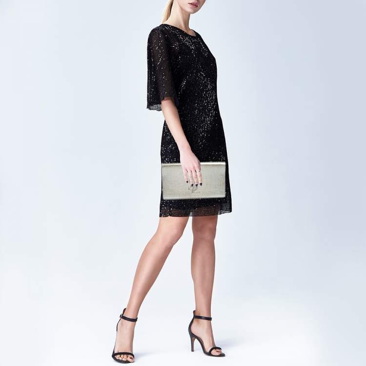 Pre Owned Yves Saint Laurent Silver Leather Belle De Jour Flap Clutch