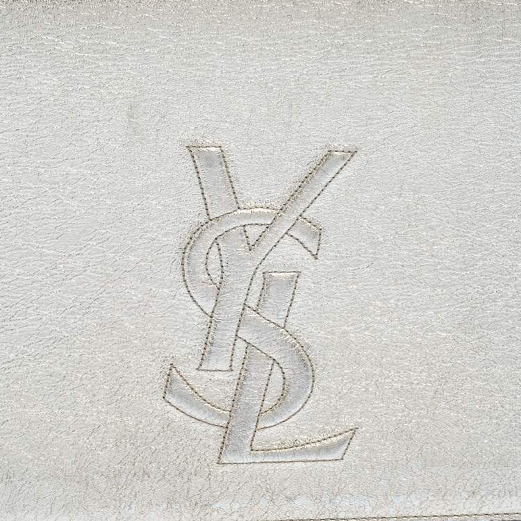 Pre Owned Yves Saint Laurent Silver Leather Belle De Jour Flap Clutch