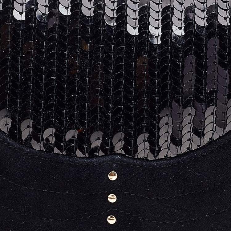 Pre Owned Yves Saint Laurent Suede And Sequins Fringe Flap Clutch