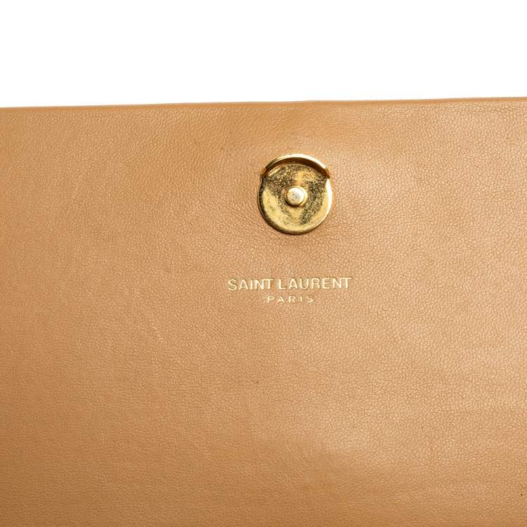 Pre Owned Saint Laurent Beige Lizard Embossed Leather Medium Kate Monogram Tassel Shoulder Bag