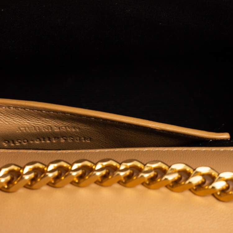 Pre Owned Saint Laurent Beige Lizard Embossed Leather Medium Kate Monogram Tassel Shoulder Bag