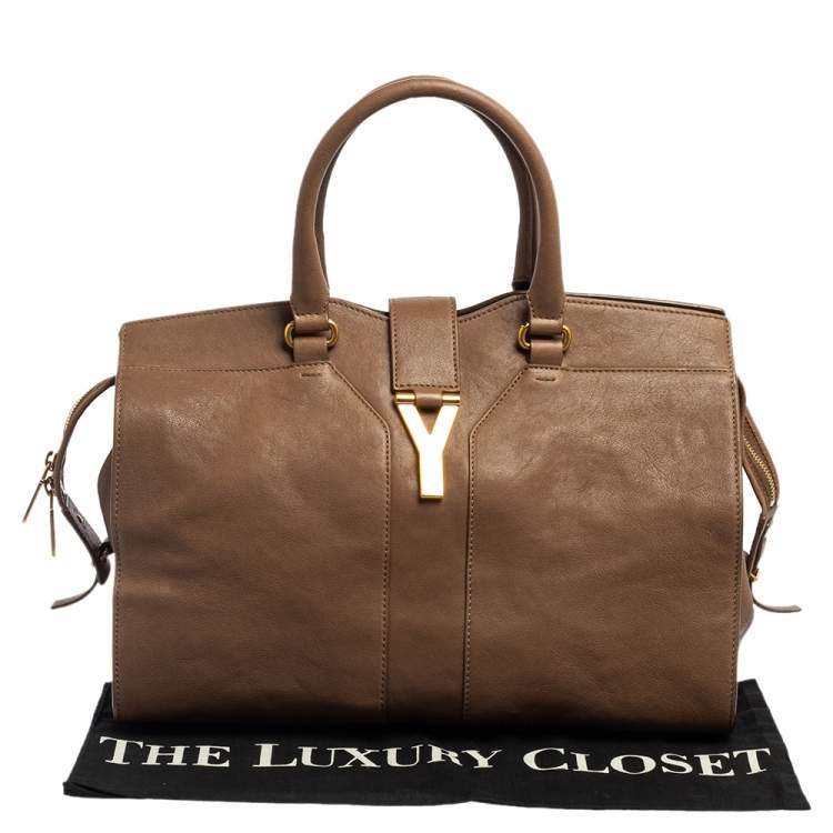 Pre Owned Yves Saint Laurent Brown Leather Medium Cabas Chyc Tote