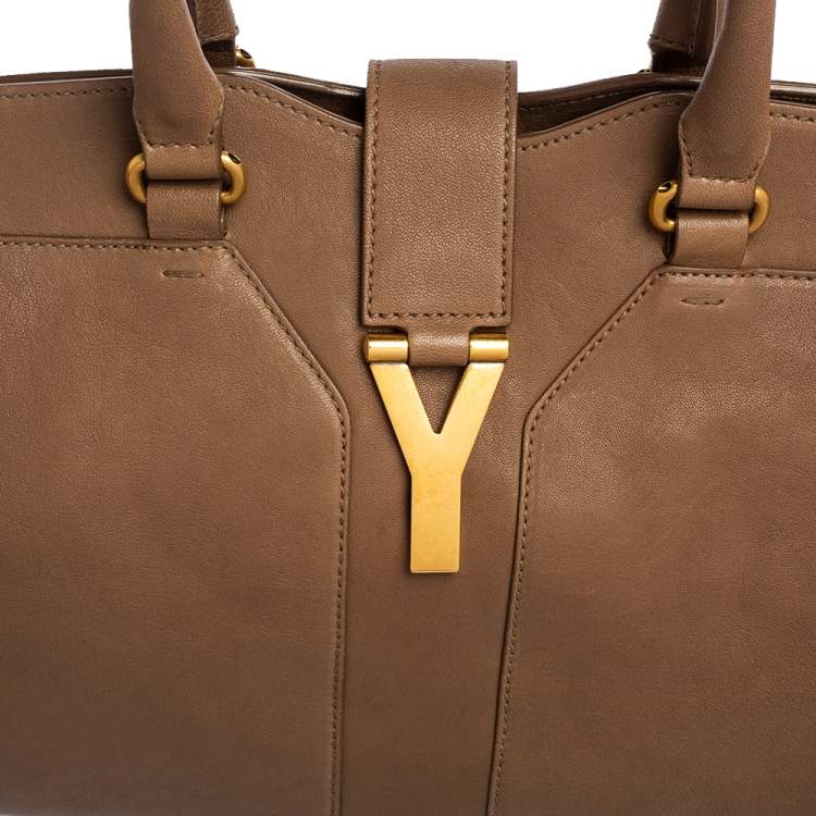 Pre Owned Yves Saint Laurent Brown Leather Medium Cabas Chyc Tote