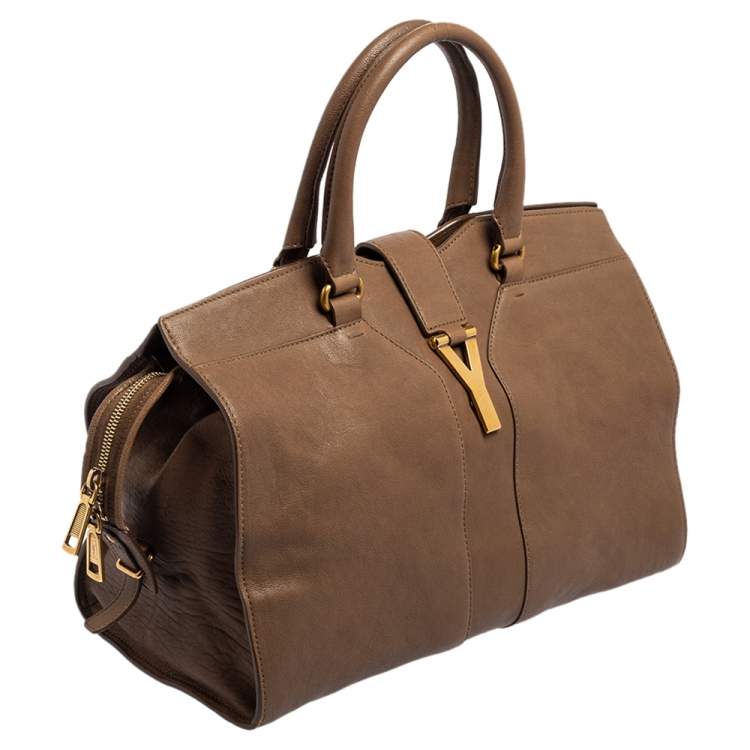 Pre Owned Yves Saint Laurent Brown Leather Medium Cabas Chyc Tote
