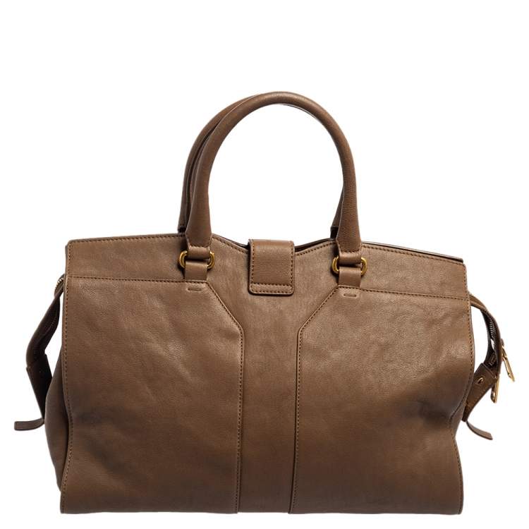 Pre Owned Yves Saint Laurent Brown Leather Medium Cabas Chyc Tote