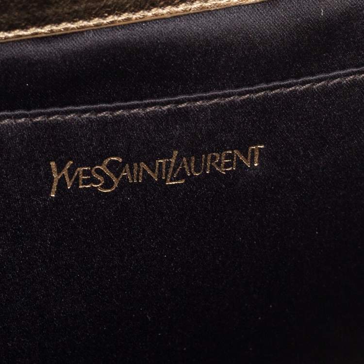 Pre Owned Yves Saint Laurent Metallic Gold Leather Belle De Jour Flap Clutch