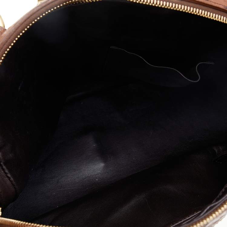 Pre Owned Yves Saint Laurent Brown Ostrich Leather Medium Muse Satchel