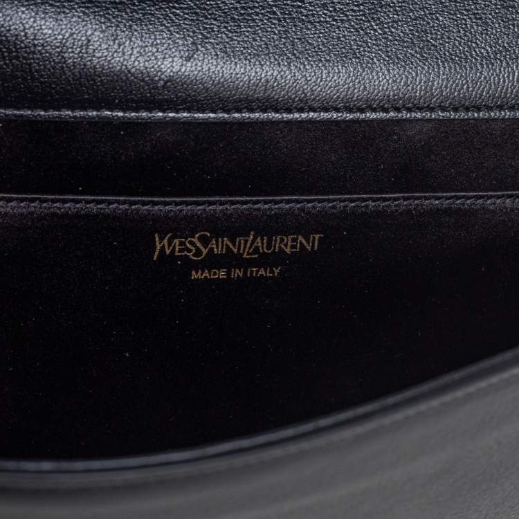 Pre Owned Yves Saint Laurent Black Leather Belle De Jour Flap Clutch