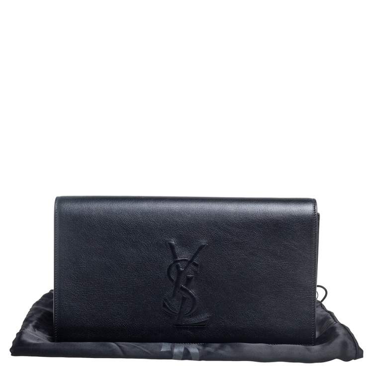 Pre Owned Yves Saint Laurent Black Leather Belle De Jour Flap Clutch
