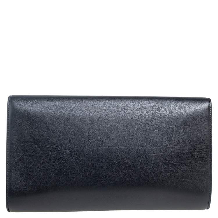 Pre Owned Yves Saint Laurent Black Leather Belle De Jour Flap Clutch