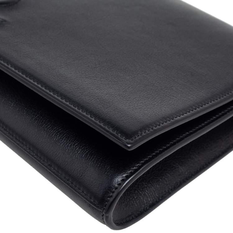 Pre Owned Yves Saint Laurent Black Leather Belle De Jour Flap Clutch