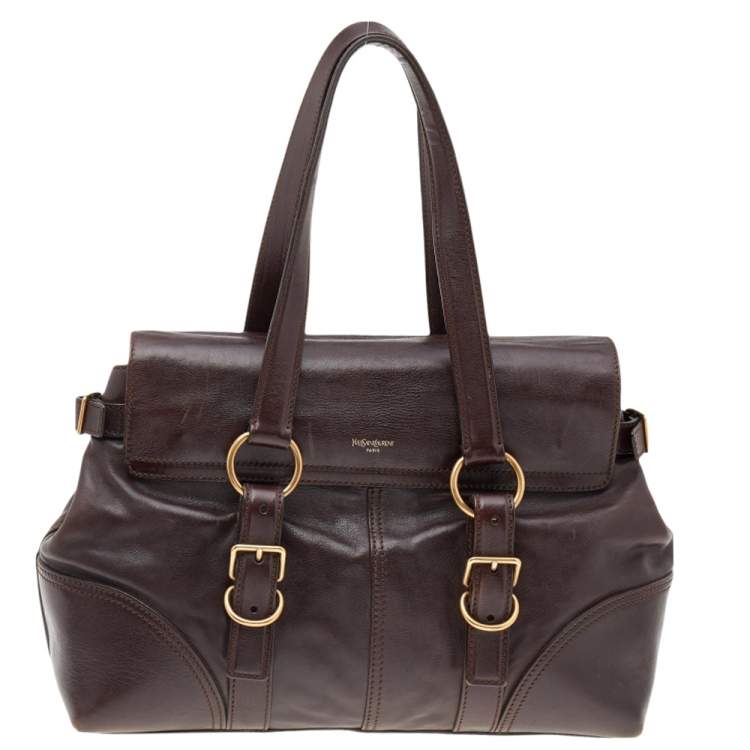 Pre Owned Yves Saint Laurent Dark Brown Leather Muse Bag