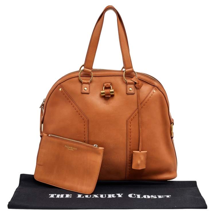 Pre Owned Yves Saint Laurent Tan Leather Large Muse Satchel