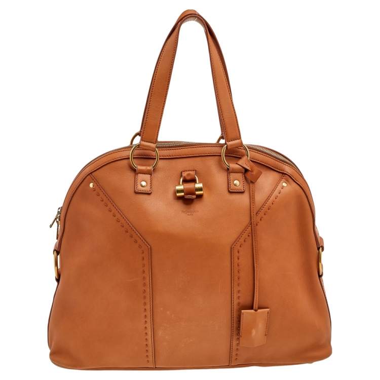 Pre Owned Yves Saint Laurent Tan Leather Large Muse Satchel