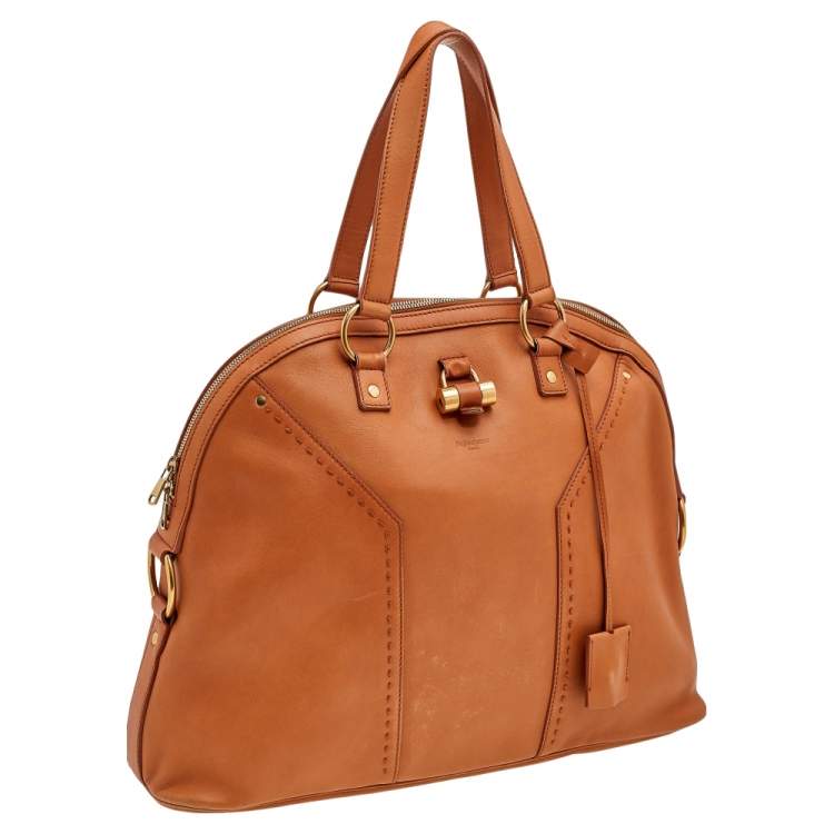 Pre Owned Yves Saint Laurent Tan Leather Large Muse Satchel