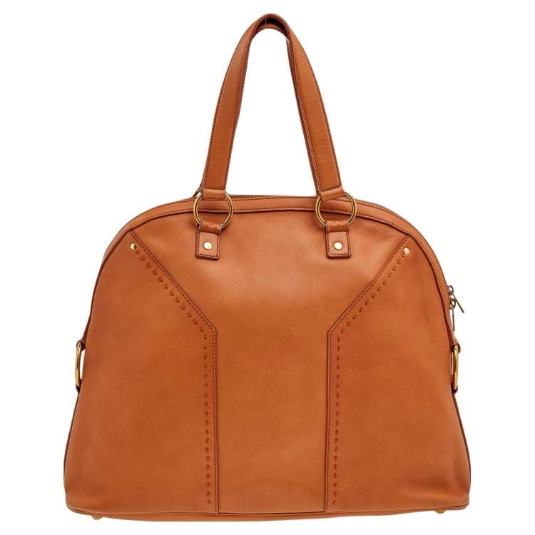 Pre Owned Yves Saint Laurent Tan Leather Large Muse Satchel