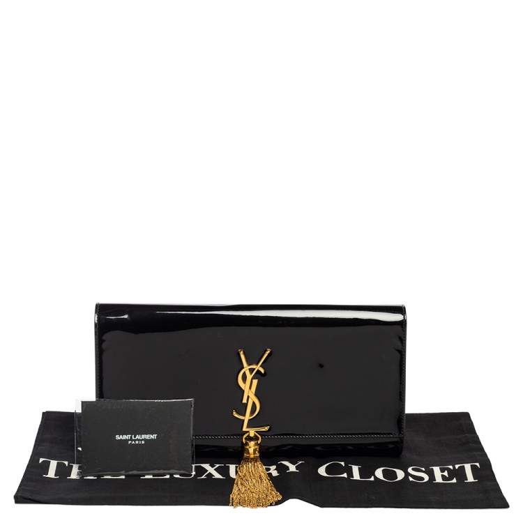 Pre Owned Saint Laurent Black Patent Leather Kate Tassel Clutch