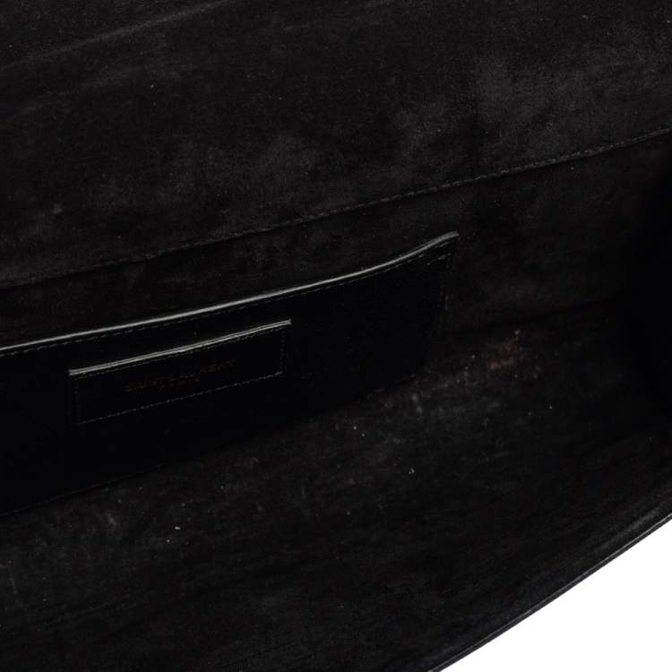 Pre Owned Saint Laurent Black Patent Leather Kate Tassel Clutch