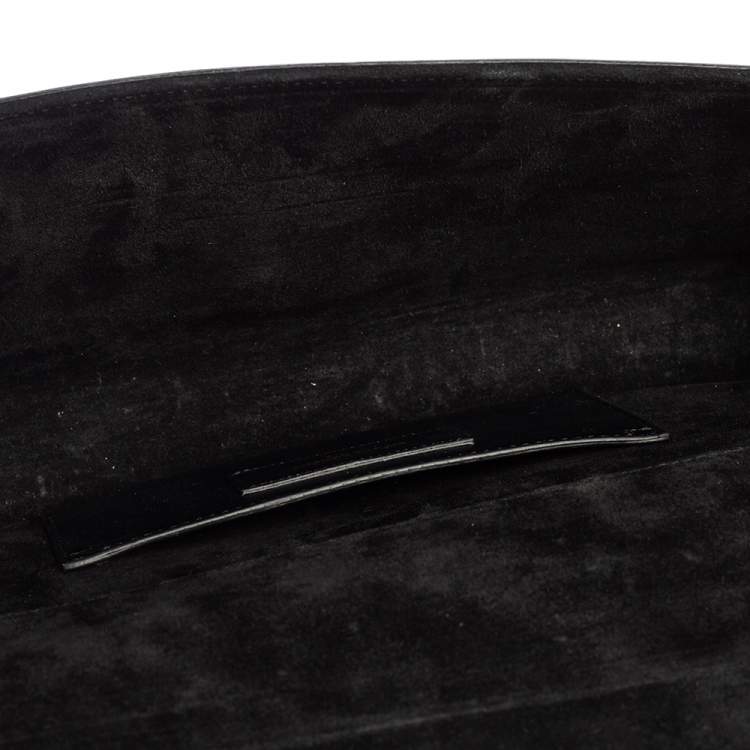 Pre Owned Saint Laurent Black Patent Leather Kate Tassel Clutch