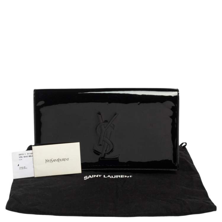 Pre Owned Yves Saint Laurent Black Patent Leather Belle De Jour Flap Clutch