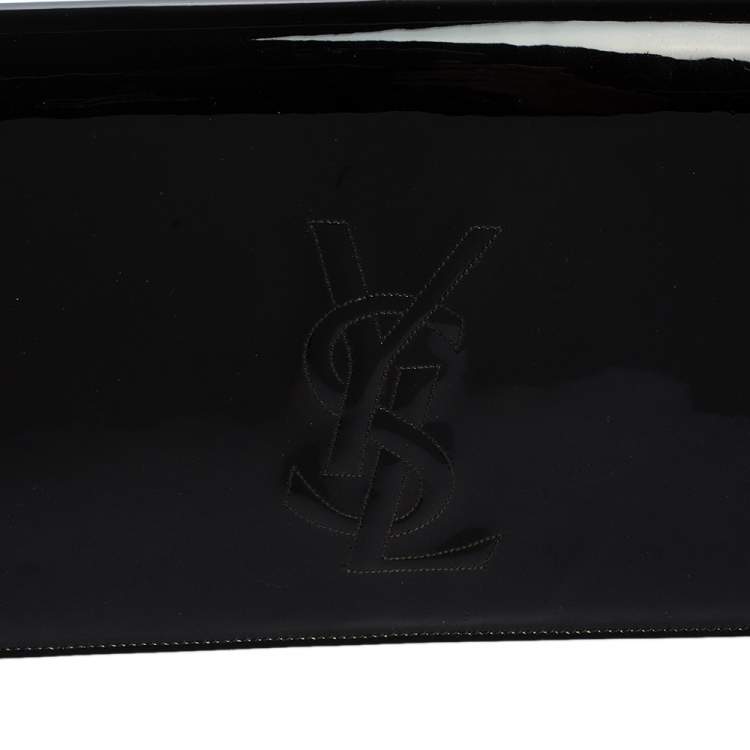 Pre Owned Yves Saint Laurent Black Patent Leather Belle De Jour Flap Clutch