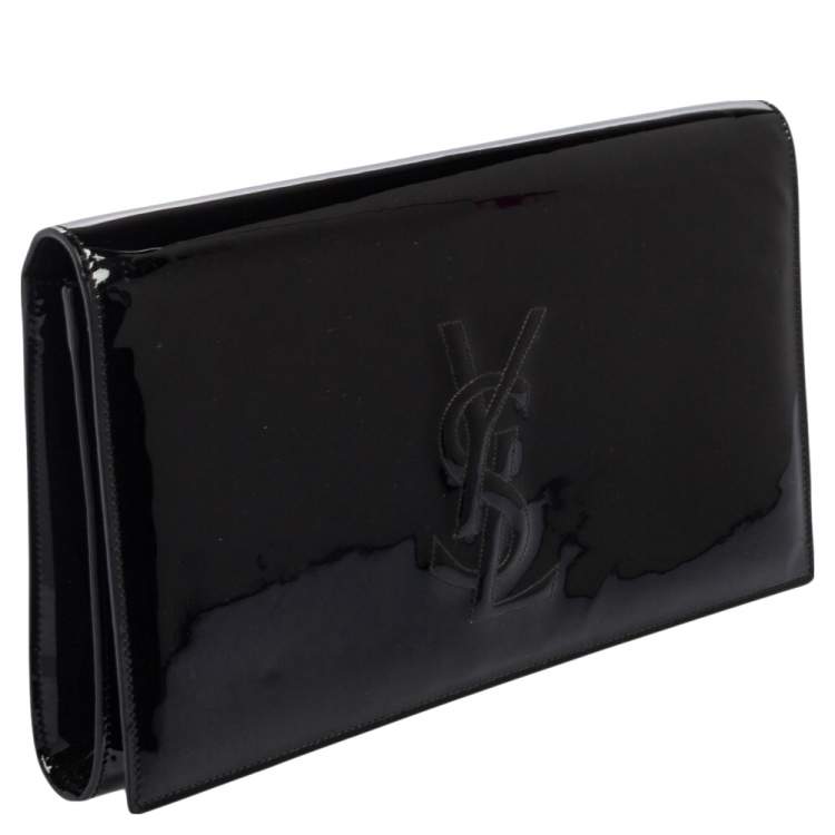 Pre Owned Yves Saint Laurent Black Patent Leather Belle De Jour Flap Clutch