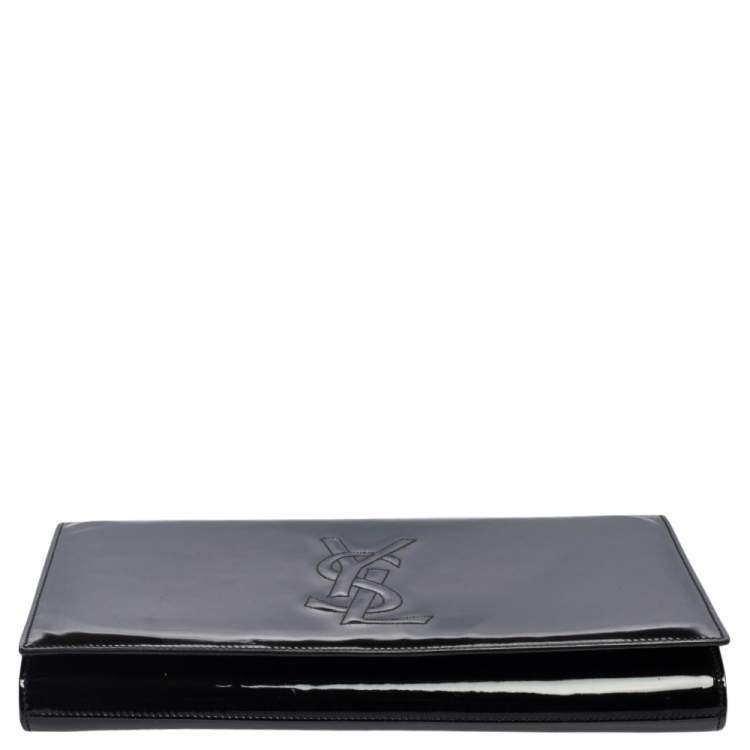 Pre Owned Yves Saint Laurent Black Patent Leather Belle De Jour Flap Clutch
