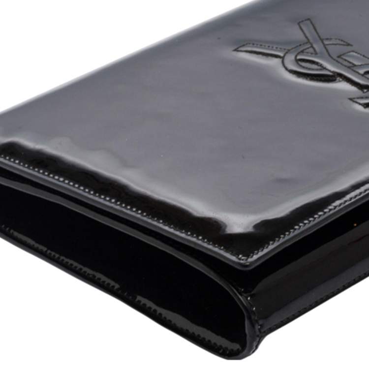 Pre Owned Yves Saint Laurent Black Patent Leather Belle De Jour Flap Clutch