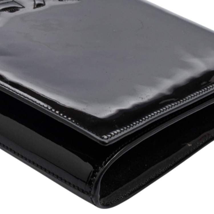 Pre Owned Yves Saint Laurent Black Patent Leather Belle De Jour Flap Clutch