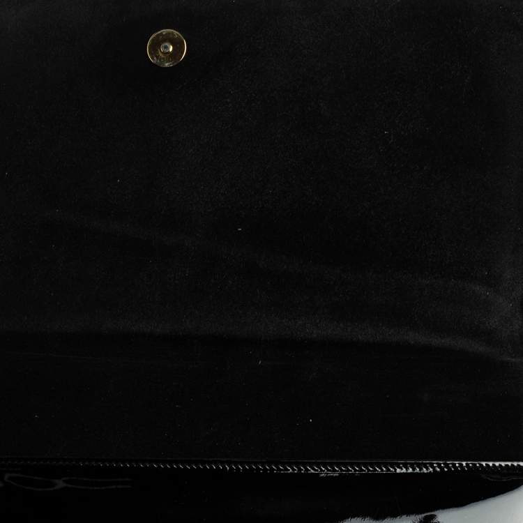 Pre Owned Yves Saint Laurent Black Patent Leather Belle De Jour Flap Clutch