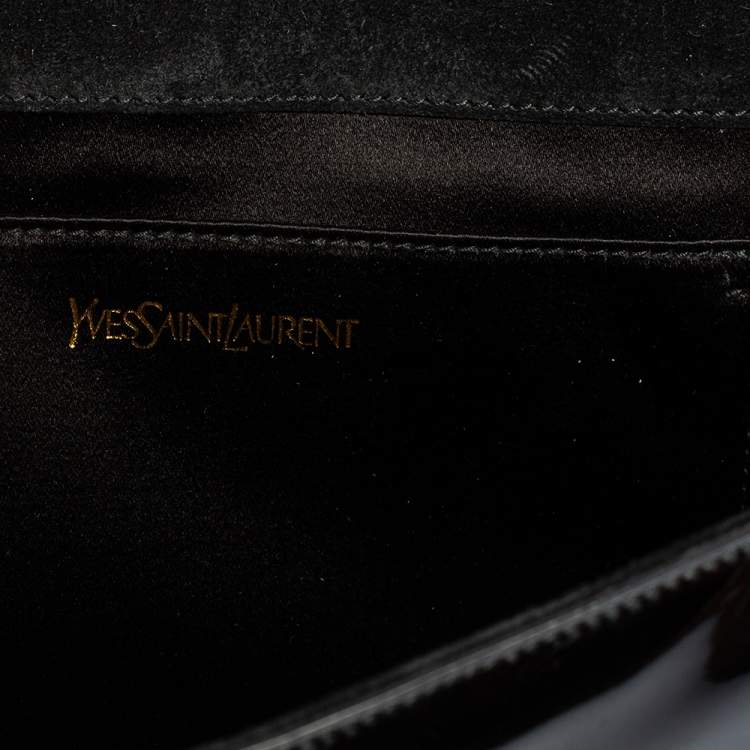 Pre Owned Yves Saint Laurent Black Patent Leather Belle De Jour Flap Clutch