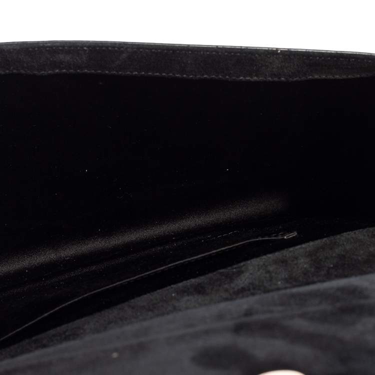 Pre Owned Yves Saint Laurent Black Patent Leather Belle De Jour Flap Clutch