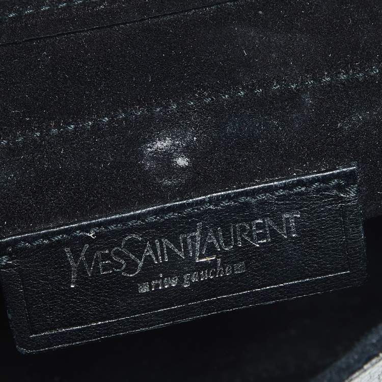 Pre Owned Yves Saint Laurent Metallic Grey Leather Mini Muse Two Top Handle Bag