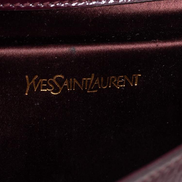 Pre Owned Yves Saint Laurent Dark Burgundy Patent Leather Belle De Jour Flap Clutch