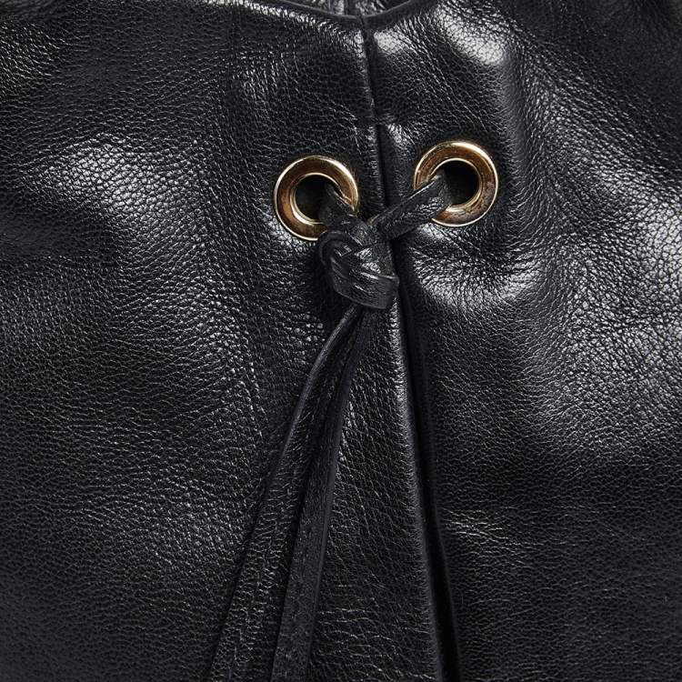 Pre Owned Yves Saint Laurent Black Leather Rive Gauche Mombasa Hobo