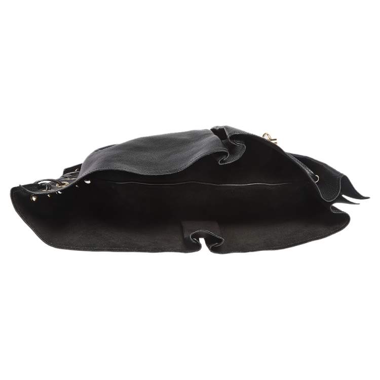 Pre Owned Yves Saint Laurent Black Leather Rive Gauche Mombasa Hobo