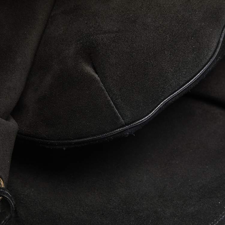 Pre Owned Yves Saint Laurent Black Leather Rive Gauche Mombasa Hobo