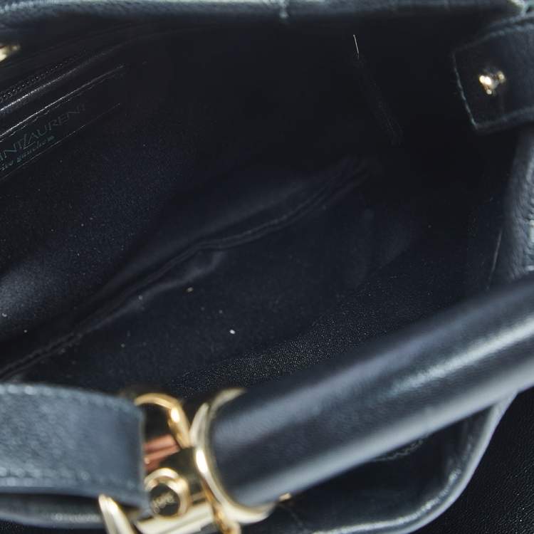 Pre Owned Yves Saint Laurent Black Leather Rive Gauche Mombasa Hobo