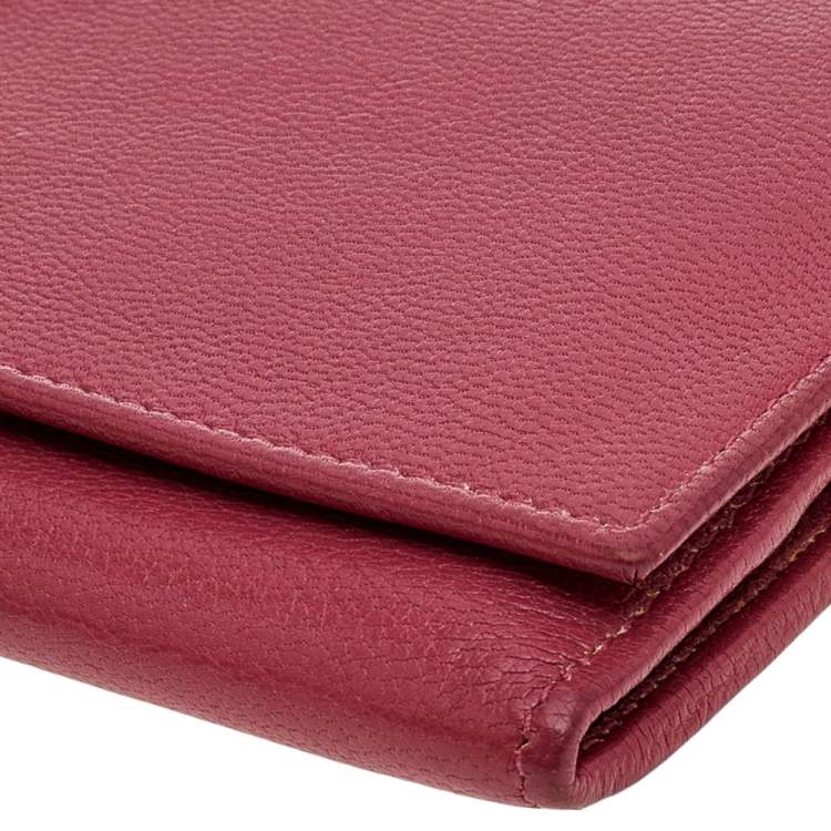 Pre Owned Yves Saint Laurent Rose Pink Leather Belle De Jour Wallet