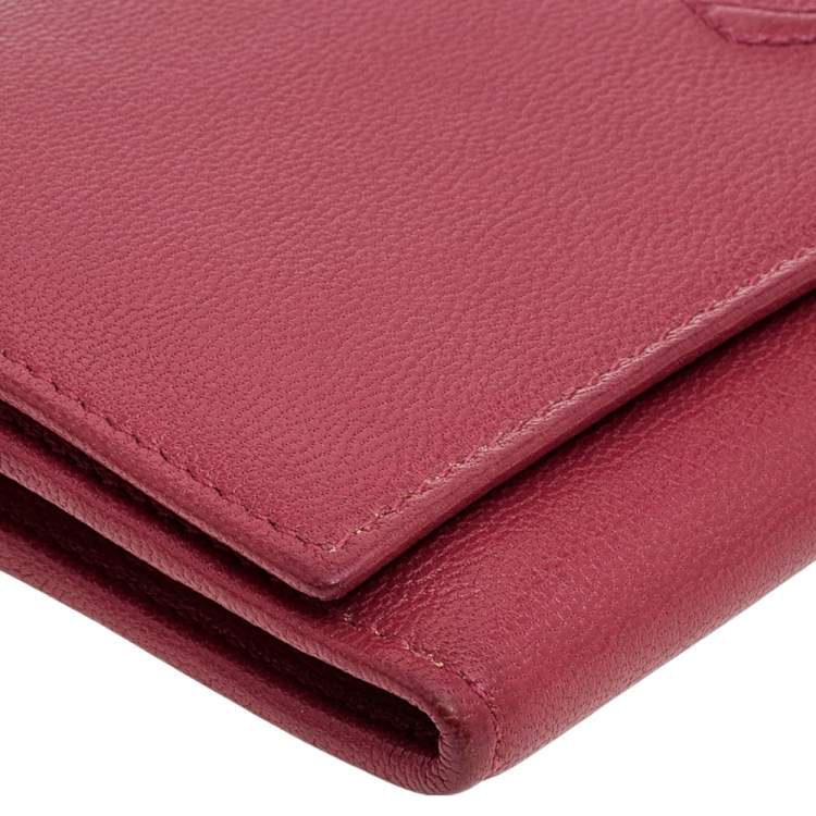 Pre Owned Yves Saint Laurent Rose Pink Leather Belle De Jour Wallet