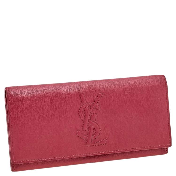 Pre Owned Yves Saint Laurent Rose Pink Leather Belle De Jour Wallet
