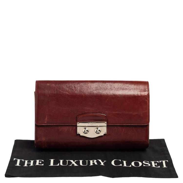 Pre Owned Yves Saint Laurent Burgundy Leather Clutch