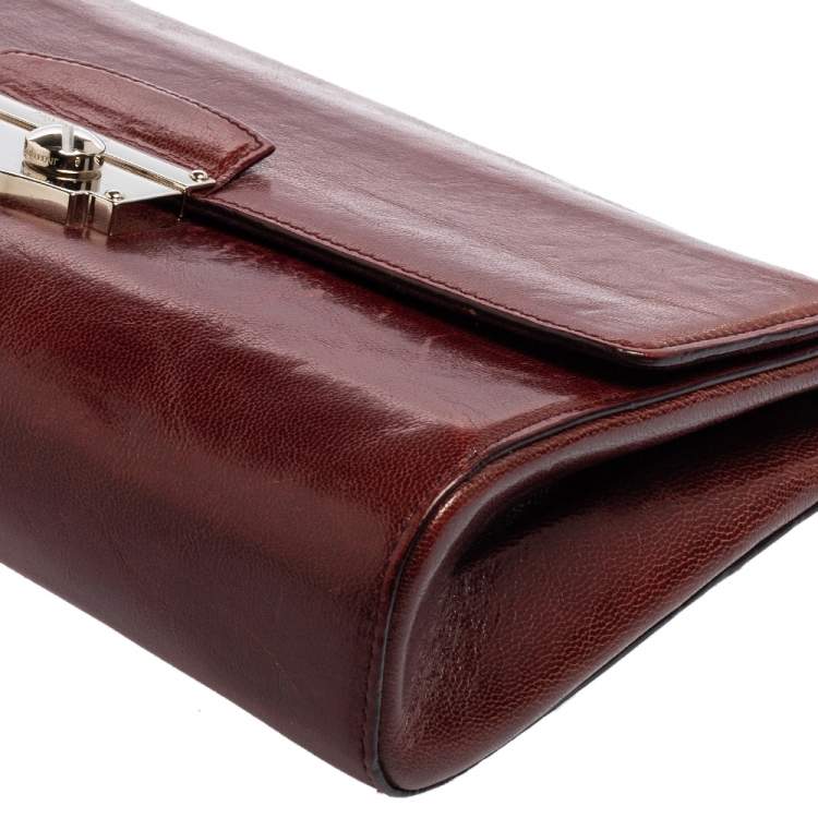 Pre Owned Yves Saint Laurent Burgundy Leather Clutch