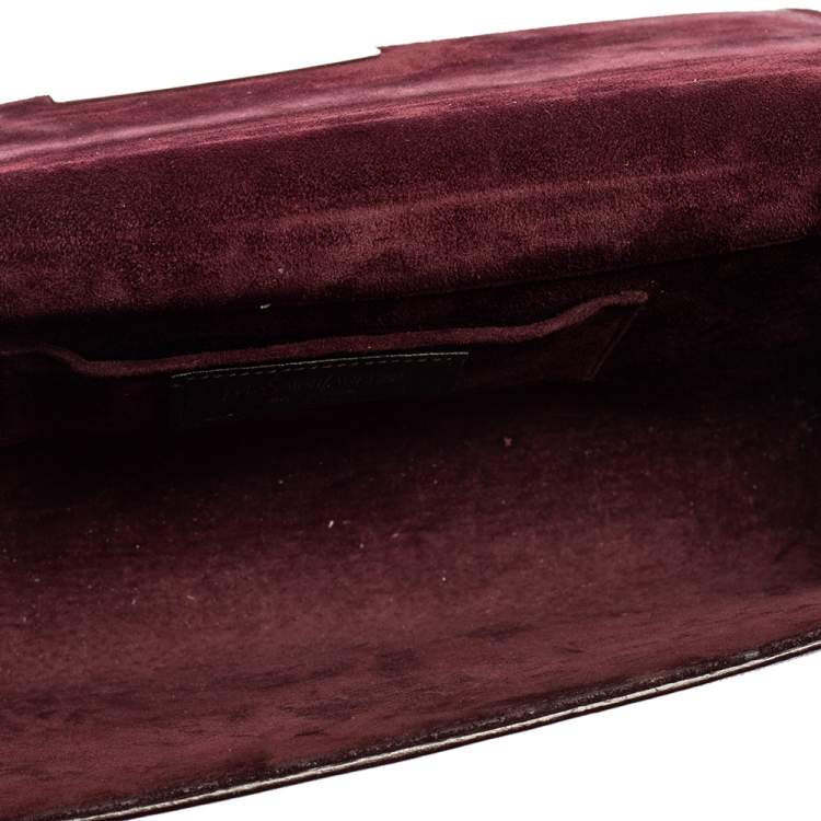 Pre Owned Yves Saint Laurent Burgundy Leather Clutch