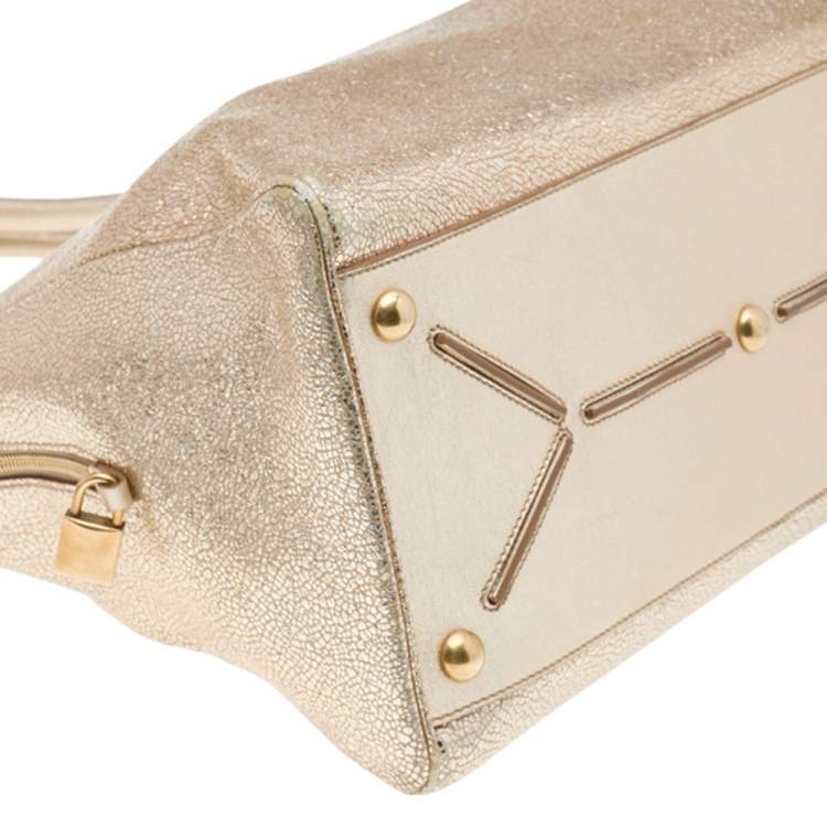 Pre Owned Yves Saint Laurent Metallic Gold Leather Medium Majorelle Bag