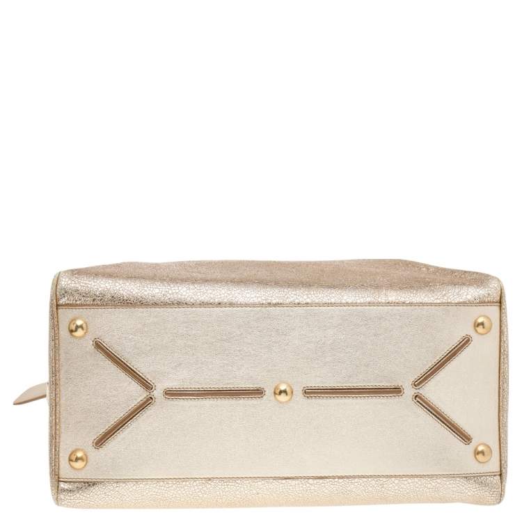Pre Owned Yves Saint Laurent Metallic Gold Leather Medium Majorelle Bag