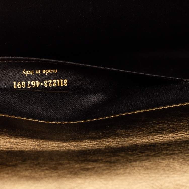 Pre Owned Yves Saint Laurent Gold Patent Leather Belle De Jour Flap Clutch