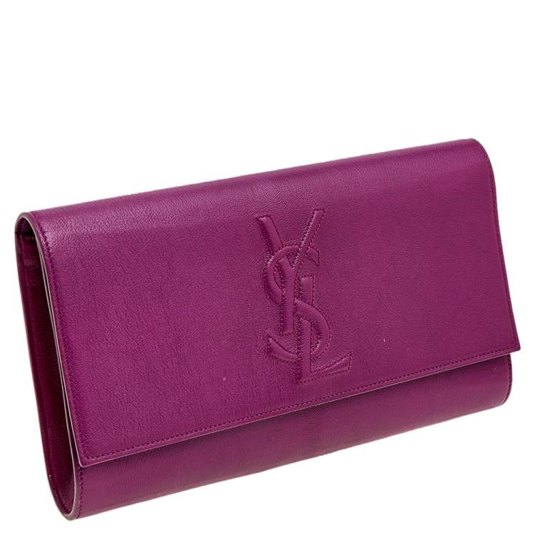 Pre Owned Yves Saint Laurent Purple Leather Large Sac De Jour Clutch