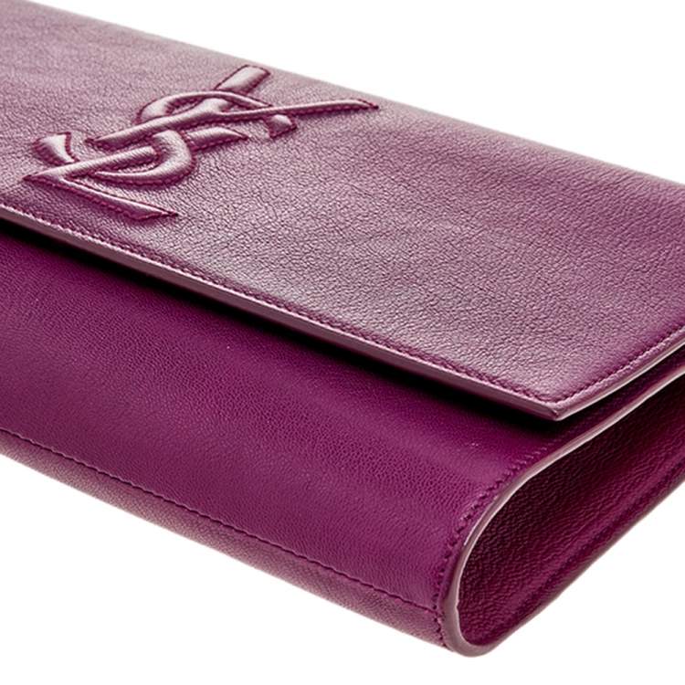 Pre Owned Yves Saint Laurent Purple Leather Large Sac De Jour Clutch